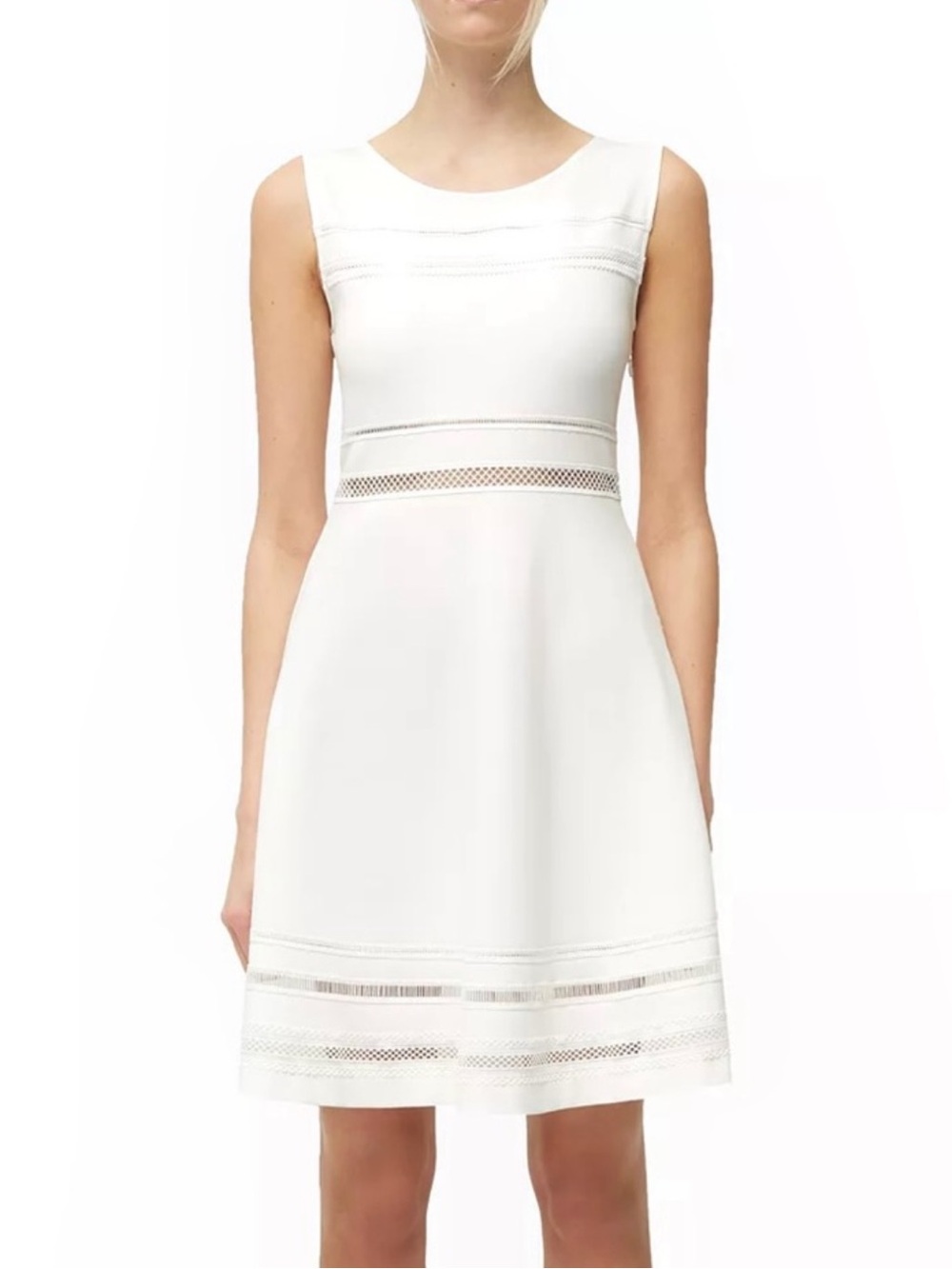 FRENCH CONNECTION WHITE FIT & FLARE MINI DRESS